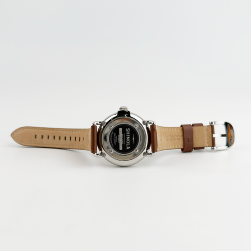 Shinola The Runwell 41mm Quartz Men's Watch Cream Dial and Dark Nut Brown Strap - Picture 6 of 8