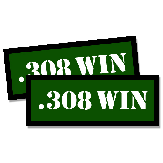 308 WIN Ammo Can Stickers 2x Ammunition Gun Case Labels  GREEN Decals 2 pack