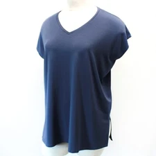 Eileen Fisher Plus Size Ocean Jersey V-Neck Sleeveless Tunic Top Blouse 2X