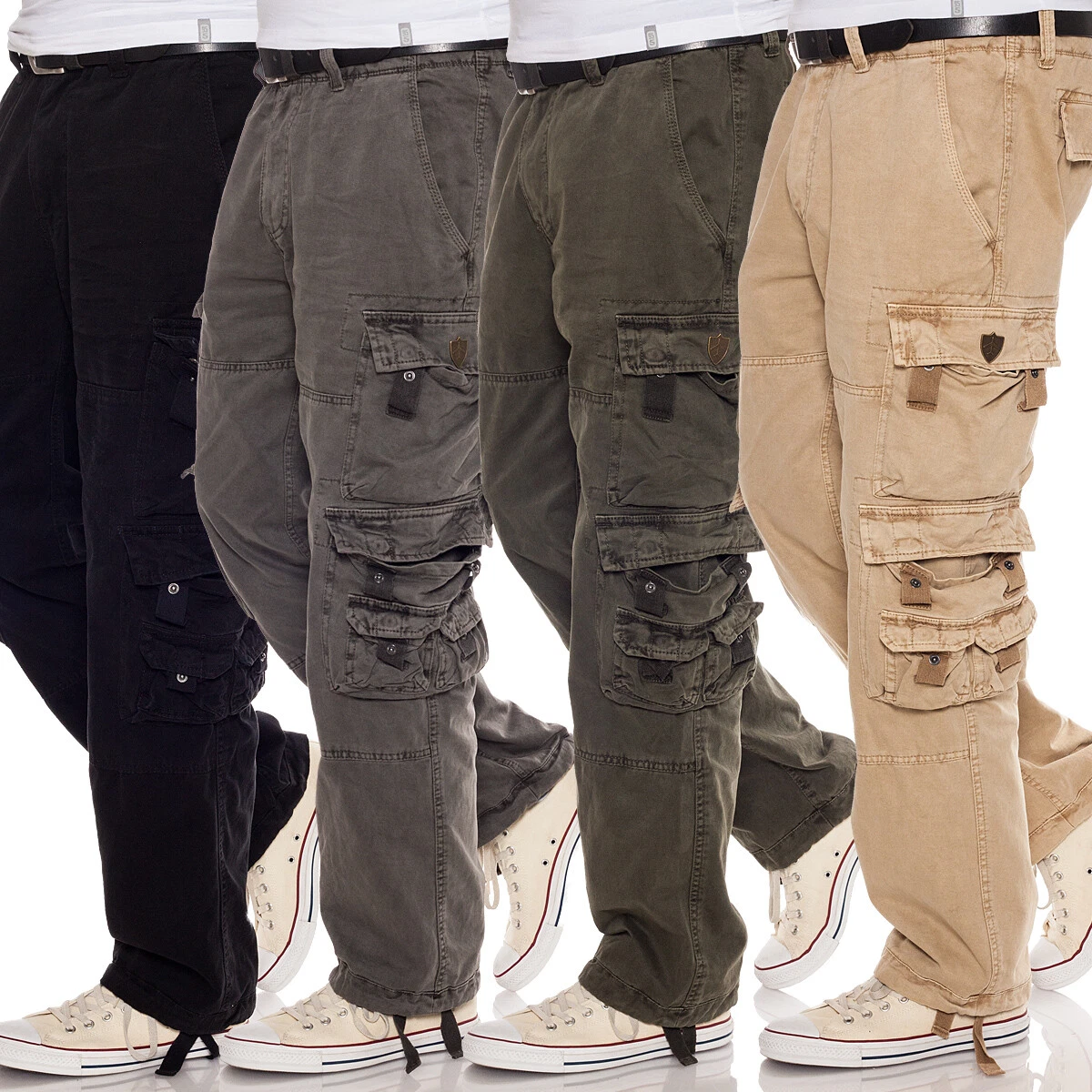 Hombres Pantalones cargo con bolsillo lateral con solapa