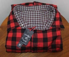 DANIEL CREMIEUX MENS CASUAL BUTTON-UP 100% COTTON REVERSIBLE PLAID SIZE 2XT