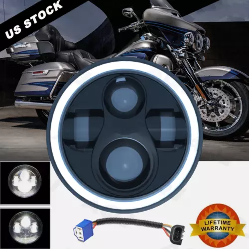 Universal Motorcycle 7" Retro Cafe Racer Style LED Headlight With Bracket