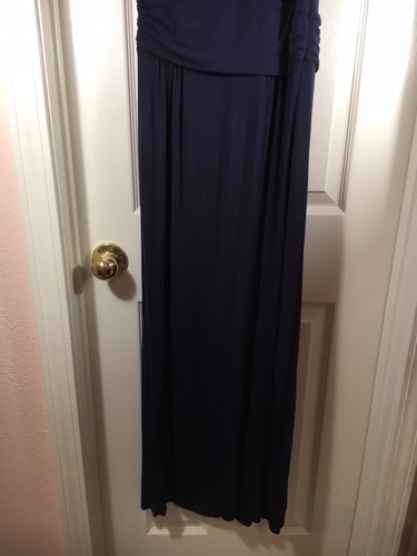Matthew Williamson For Impulse Macy’s Dress Size 8 One shoulder Maxi Navy Blue - Picture 5 of 12