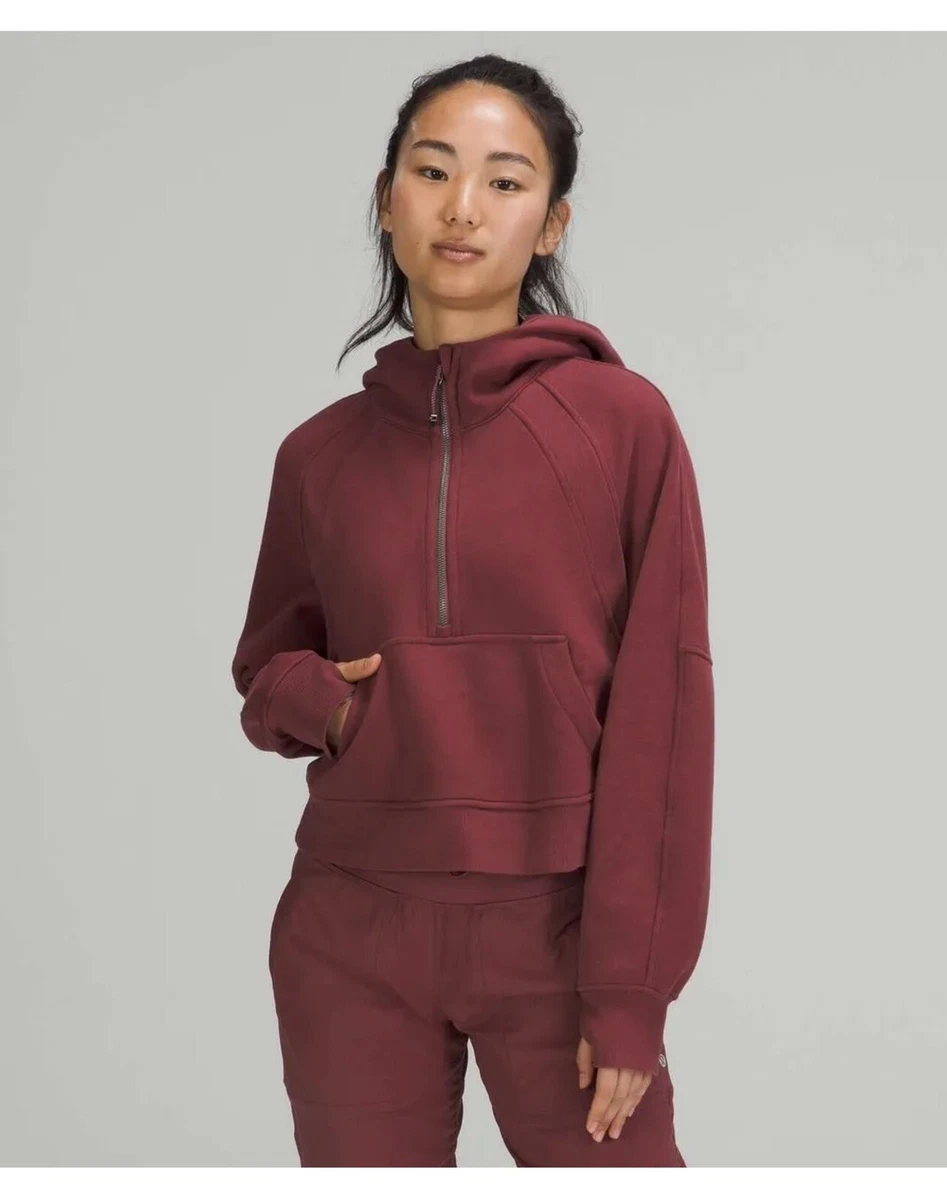 NWT Women Lululemon Scuba Oversized Half-Zip Hoodie Jacket M/L Mulled Wine  Red