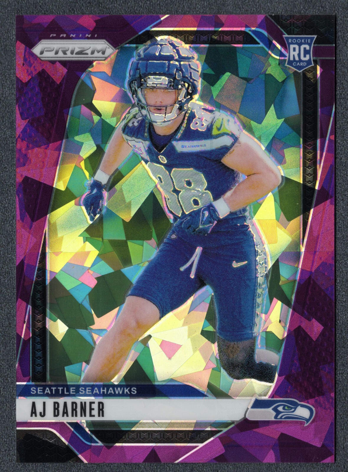 2024 Panini Prizm Football AJ Barner RC Purple Cracked Ice 034/225 #YPM1