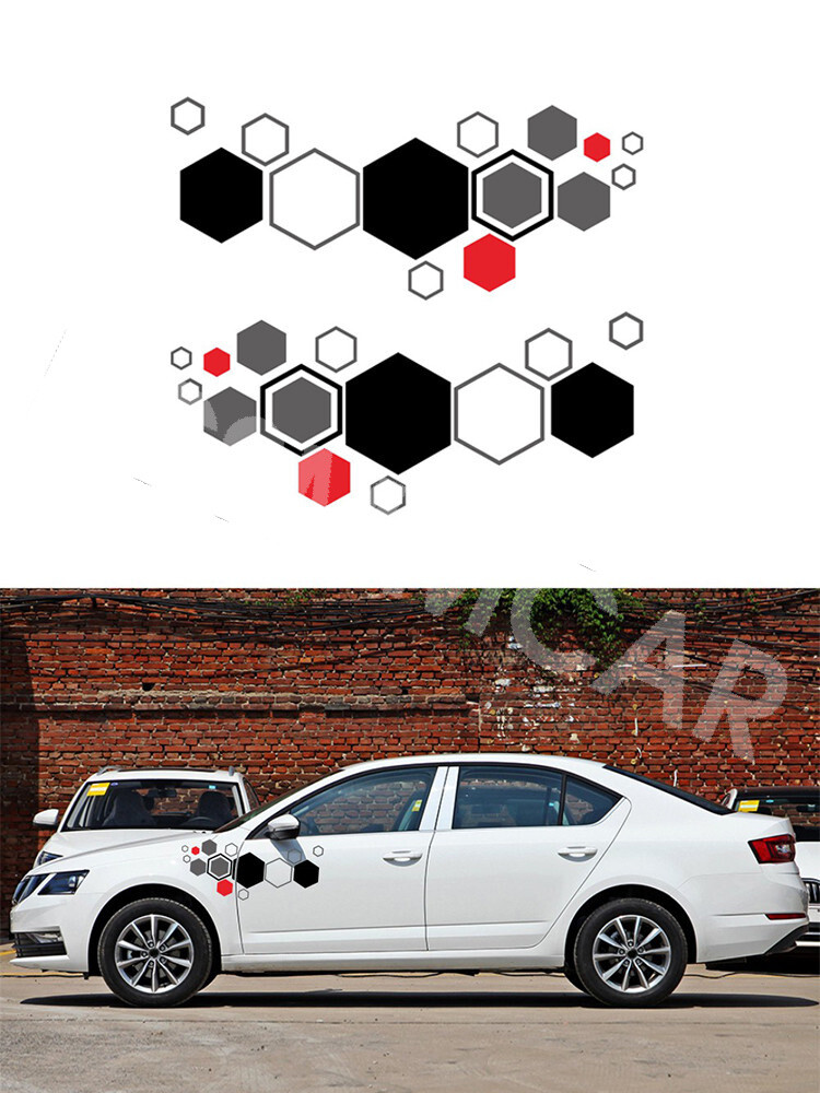 Honeycomb Car sticker waterproof decal Body side  protect Modified stickers