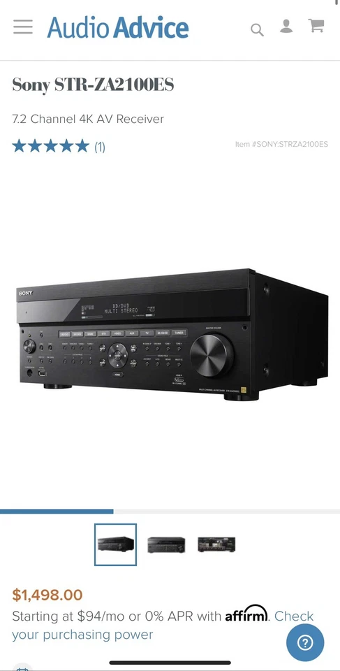 Sony STRZA2100ES 7.2 Channel 4K AV Receiver - Black - Image 2 of 4