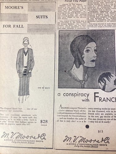 Ashville NC Newspaper August 19, 1929 Ads Radio Efirds Bailey Flappers Moore BC