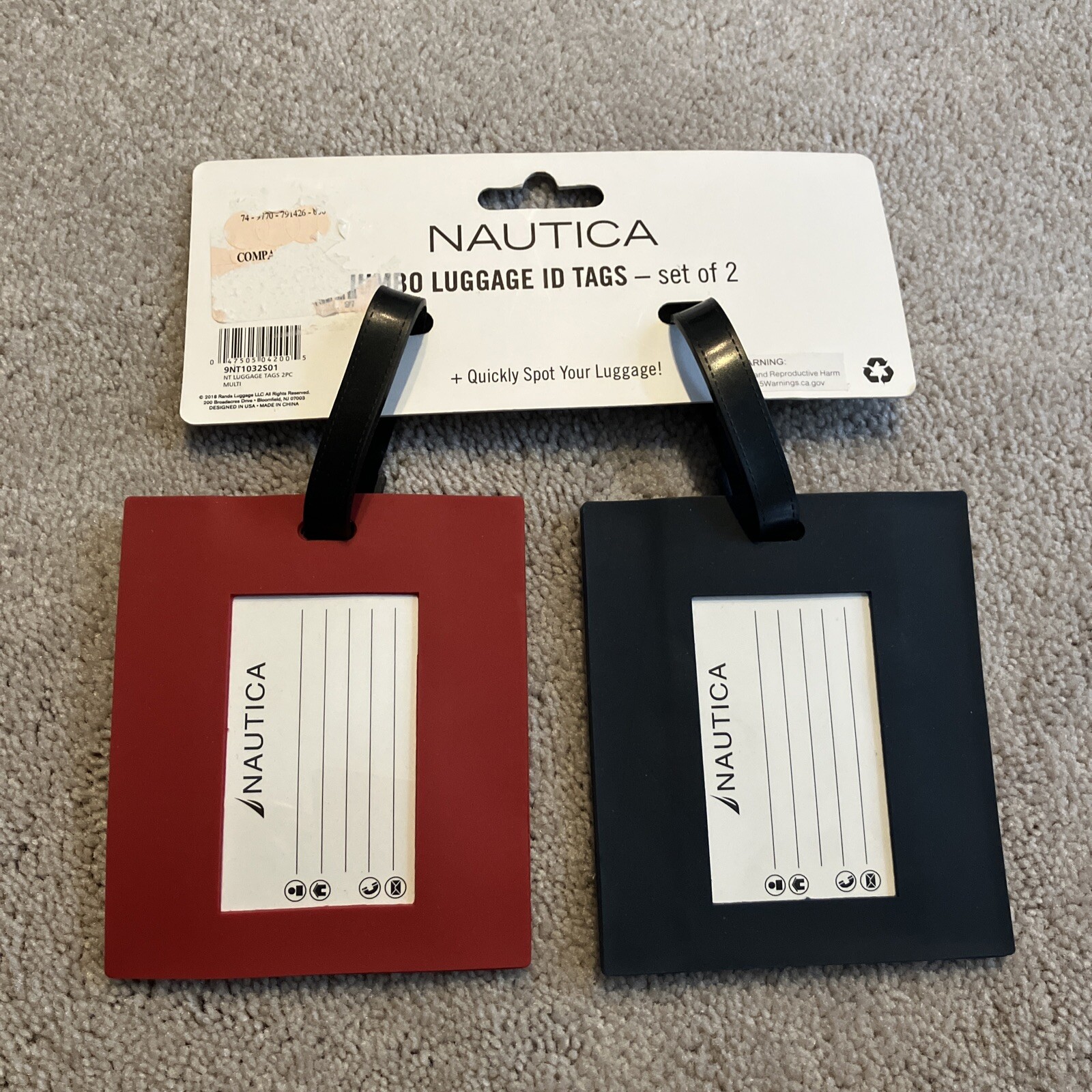 Nautica Jumbo Luggage Yachting Tags Set of 2 Tags Blue Red