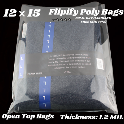 #ad #ad 12x15 Clear Poly Bags Large Plastic Packaging Open Flat Packing T Shirt Apparel $10.90