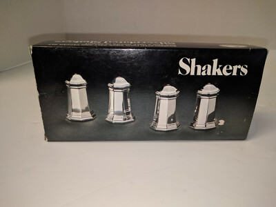  LEONARD TOWLE SILVER MFG SILVERPLATED SET OF 4 SALT & PEPPER SHAKER 1.5''H NEW