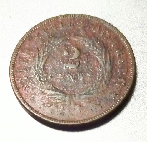 2 Cent Piece 1868 Copper Coin Reconstruction Period - Picture 2 of 2