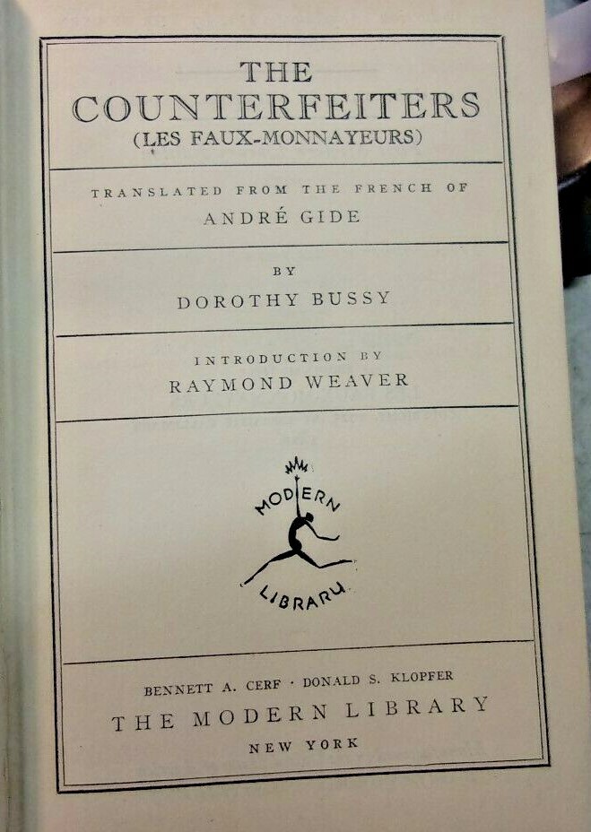 Modern Library COUNTERFEITERS Dorothy Bussy 1931 First Modern Library