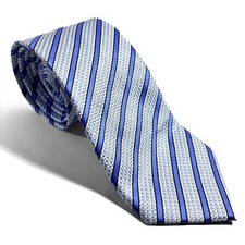 Light Blue  White Striped Jacquard Tie Handmade 