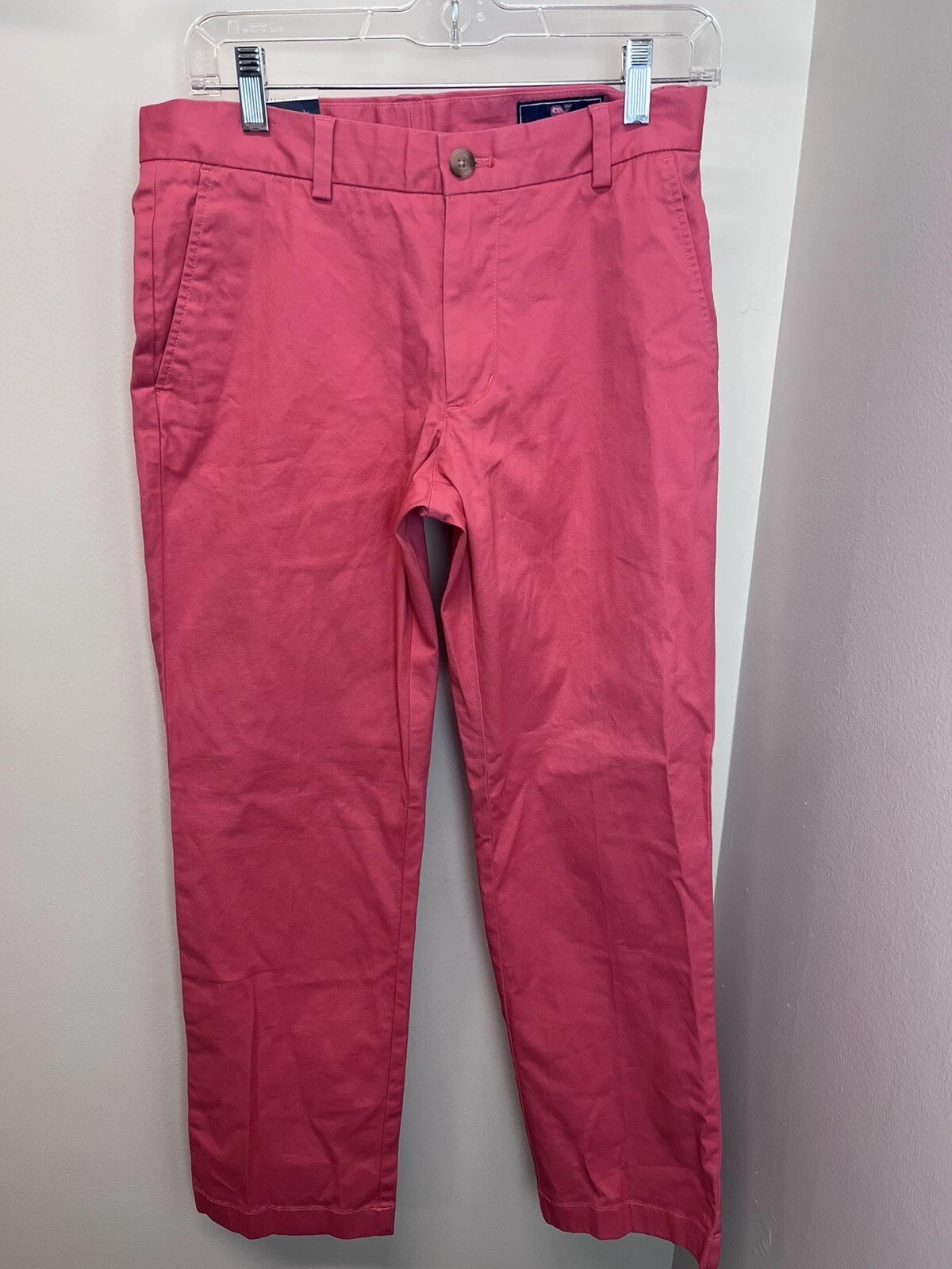 Vineyard Vines Breaker Pants Men 28 X 30 Pink Flat Front Stretch Chino *V