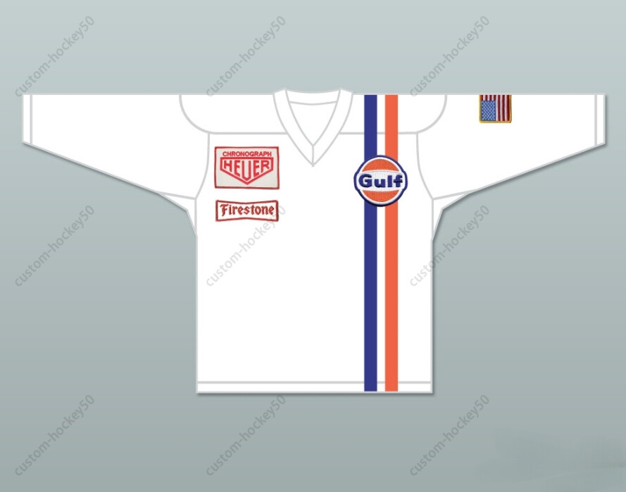 CUSTOM Number STEVE MCQUEEN MICHAEL DELANEY 20 LE MANS INSPIRED HOCKEY JERSEY