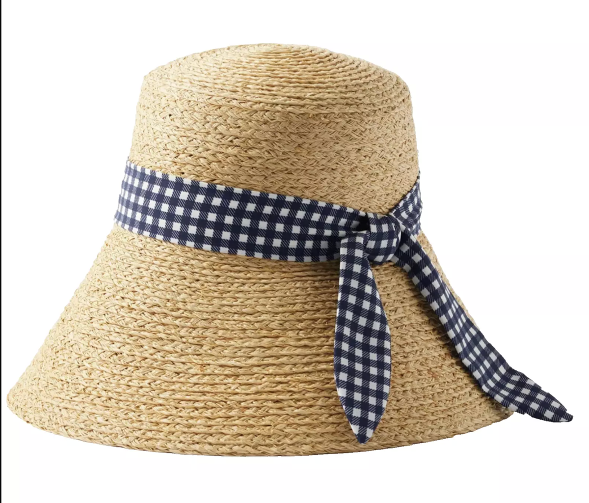 Miu Miu Gingham Fisherman Hat Raffia Bucket Hat Rustic With