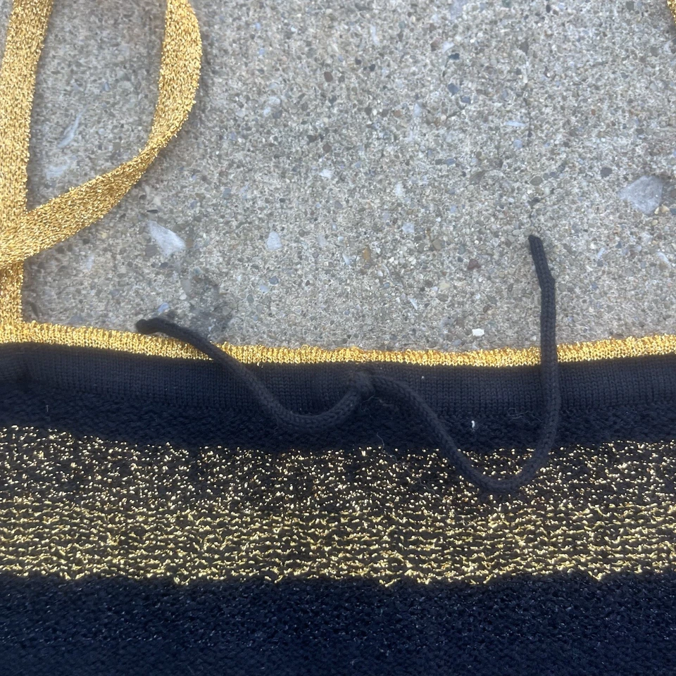 Miss Valentino Boutique Vintage Knit Sweater Top Size 42 Black Gold 1970s - Image 2 of 4