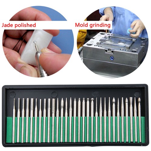 30PC Diamond Burr Bits Drill Kit for Dremel Rotary Tool Engraving Carving - Picture 4 of 8