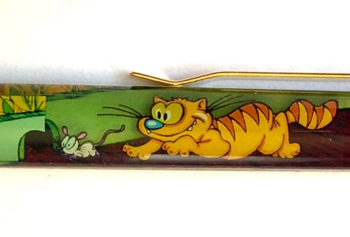 Cat and Mouse Floaty Pen Moving Kitty Chasing Mouse into Hole Art Jack Keely Vtg