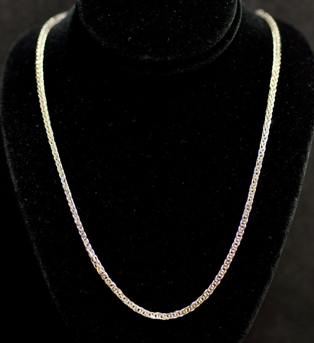 4.90 grams 14k solid white gold foxtail wheat chain necklace