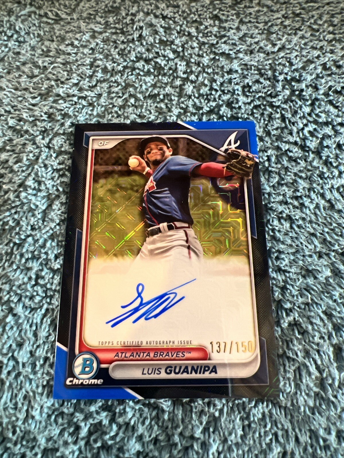 2024 Bowman Chrome Mega Luis Guanipa Blue Mojo Refractor Auto #/150 BMA-LG