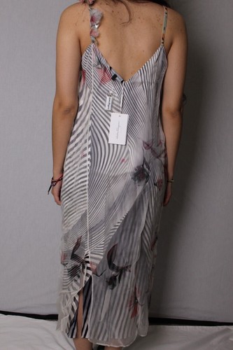 New $2900 Salvatore Ferragamo SILK FLORAL STRIPED Dress Size 42 It Made in Italy - Picture 6 of 9