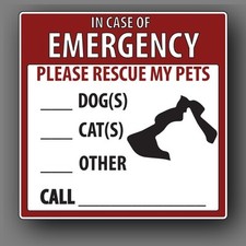 Pet Rescue Alert Decal/Sticker for Window or Door