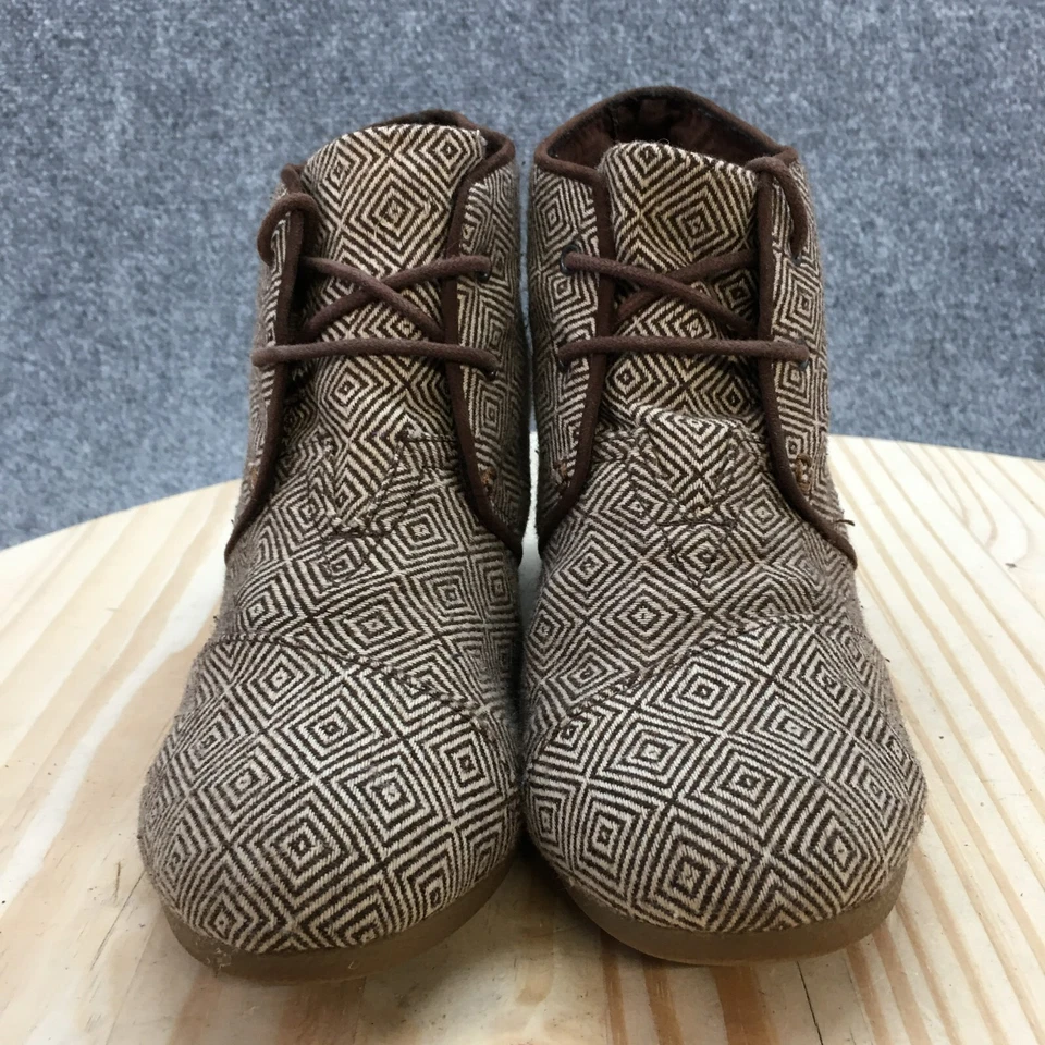 Toms Botas Mujer 9 Espiga Desierto Botines Marrón Cuña Con Cordones 690515 Foto 4 de 4