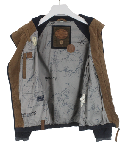 Naketano Jacke Damen Groß Asymmetrisch Reißverschluss Nadelstreifen Leicht Blau - Bild 4 von 13