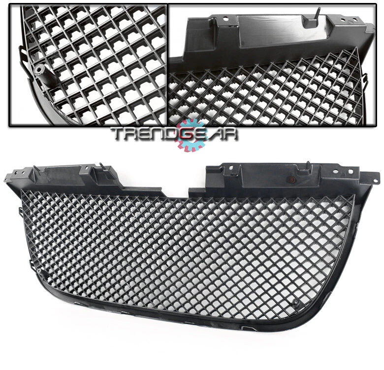 2007-2013 GMC YUKON XL DENALI 1500 2500 FRONT MAIN+LOWER GRILLE GLOSS BLACK SET - Image 3 of 4
