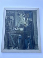MID CENTURY PAINTING CUBISM ABSTRACT MASTERFUL 1950'S OIL PORTRAIT MODERNISM