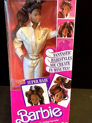 Vintage 1986 Super Hair Barbie Mattel 3296 African-American Doll