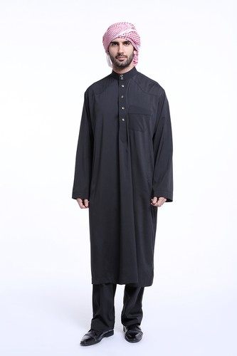 Bata árabe para hombre Pantalones Dishdash Thoub Thobe Vestido Abaya Musulmán Kaftan Ropa - Imagen 28 de 36