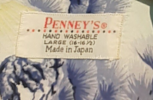 CRANES ! VTG 50s 60s Aloha Shirt Loop Collar L Hawaiian Rayon JC