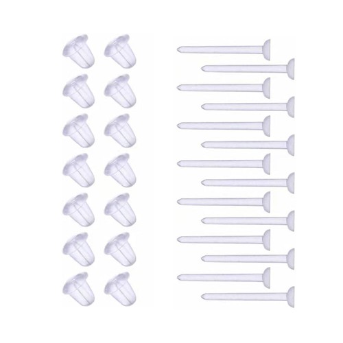 20Pair Invisible Clear Plastic Stud Earrings Acrylic Post Silicone Back Durable - Picture 8 of 10