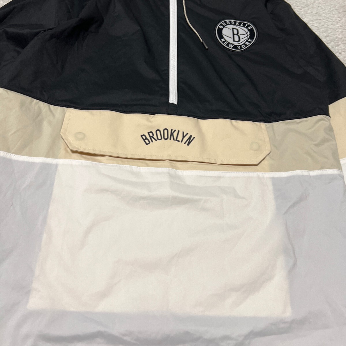 Brooklyn Nets Jacket Men Small White Black Half Zip