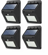 4 Outdoor 20 LED Solar Wall Lights Power Motion Sensor Garden Yard Path Lamp