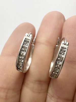 925 Sterling Silber echte Diamant Creolen