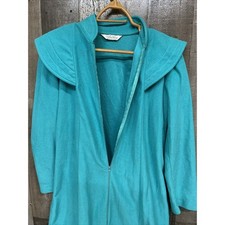 At Home Wear Sears Womens Size L GREEN Long Sleeve Zip Vintage Sleep Gown ROBE
