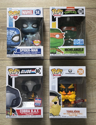 Funko Pop! Vinylfiguren 4er Set Spider-Man Michelangelo Cobra B.A.T. Torbjörn SE