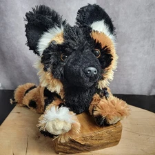 Wildlife Artists Wild Dog Plush Toy Black Brown Fluffy Stuffed Animal 12" 2012