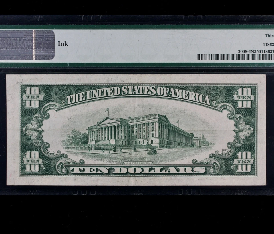 Tough Variety $10 1934C Narrow FRN PMG 35 Fr#2008-JN J74707405A fp88 series C - Image 4 of 4