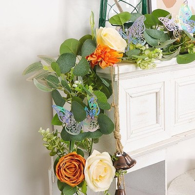 180cm Artificial Floral Garland with Butterflies for Weddings and Events