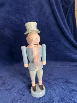 Tophat & Tail Light Blue Easter Bunny Rabbit Wooden Nutcracker