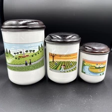 Villeroy & Boch Design Naif  Set of 3 Country Lidded Jars/Canisters