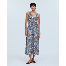Madewell Tessa Poplin Sleeveless V-Neck Midi Dress in Floral, Womens Size 6, NWT
