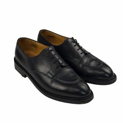 JM Weston Black Leather Shoes Handcrafted In France Split Toe Derby Size 8D
