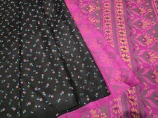 Vintage Silk Saree, 100 Pure Silk Fabric, 5 Yards Ethnic Indian Printed Sari