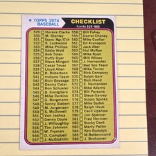 Topps 1974Baseball Checklist 529-660 #637 Base Set MLB